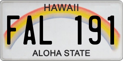 HI license plate FAL191