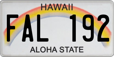 HI license plate FAL192