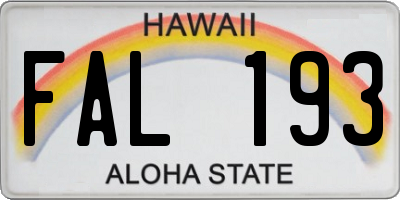 HI license plate FAL193