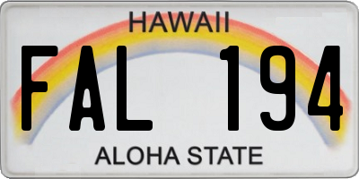 HI license plate FAL194