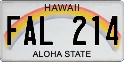 HI license plate FAL214