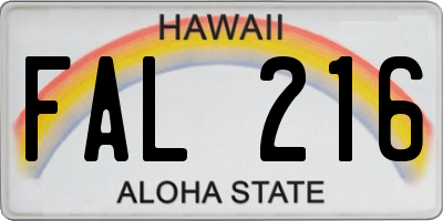 HI license plate FAL216