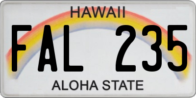 HI license plate FAL235