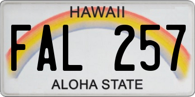 HI license plate FAL257