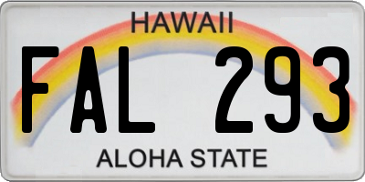 HI license plate FAL293