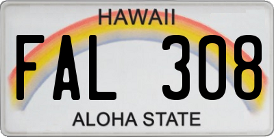 HI license plate FAL308