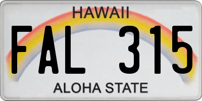 HI license plate FAL315