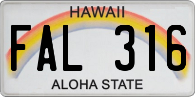 HI license plate FAL316
