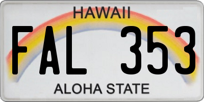 HI license plate FAL353