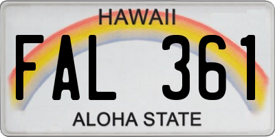 HI license plate FAL361