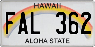 HI license plate FAL362