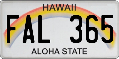 HI license plate FAL365
