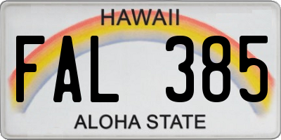 HI license plate FAL385