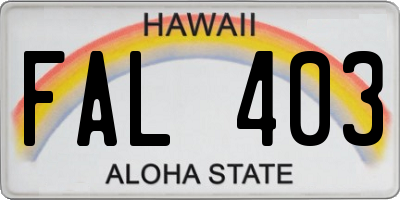 HI license plate FAL403