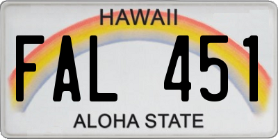 HI license plate FAL451