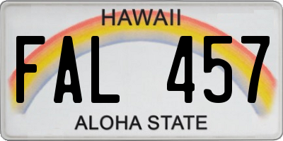 HI license plate FAL457