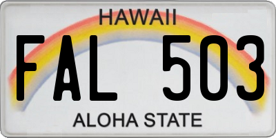 HI license plate FAL503