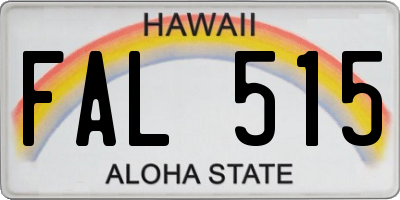 HI license plate FAL515