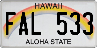 HI license plate FAL533