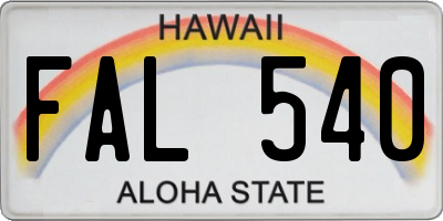 HI license plate FAL540