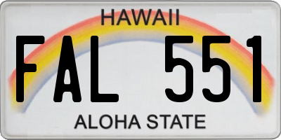 HI license plate FAL551
