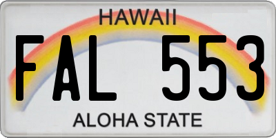HI license plate FAL553