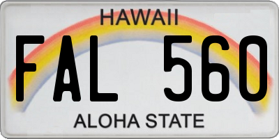 HI license plate FAL560