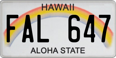 HI license plate FAL647