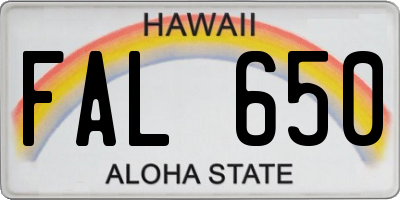 HI license plate FAL650
