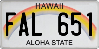 HI license plate FAL651