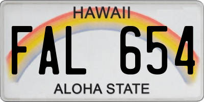 HI license plate FAL654