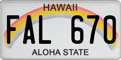 HI license plate FAL670