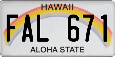 HI license plate FAL671