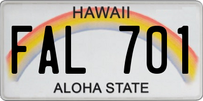 HI license plate FAL701