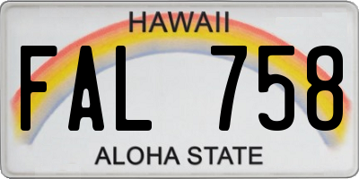 HI license plate FAL758