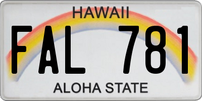 HI license plate FAL781