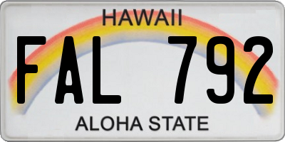 HI license plate FAL792