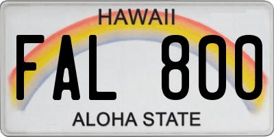 HI license plate FAL800