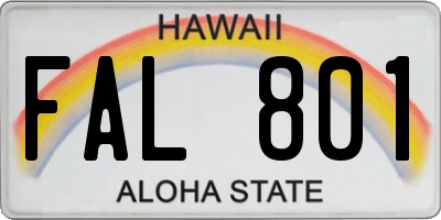 HI license plate FAL801