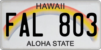 HI license plate FAL803