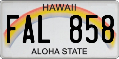 HI license plate FAL858