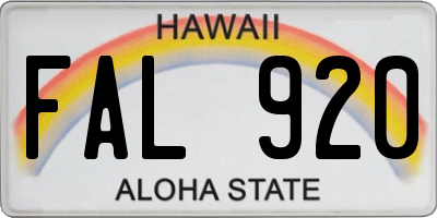 HI license plate FAL920