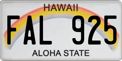 HI license plate FAL925