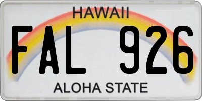 HI license plate FAL926
