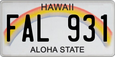 HI license plate FAL931