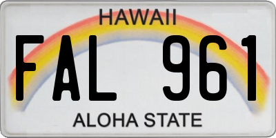 HI license plate FAL961