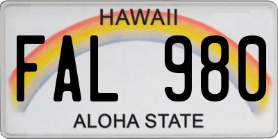 HI license plate FAL980