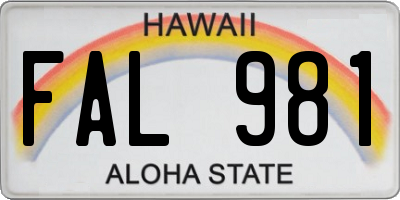 HI license plate FAL981