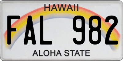 HI license plate FAL982