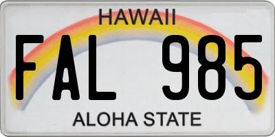HI license plate FAL985